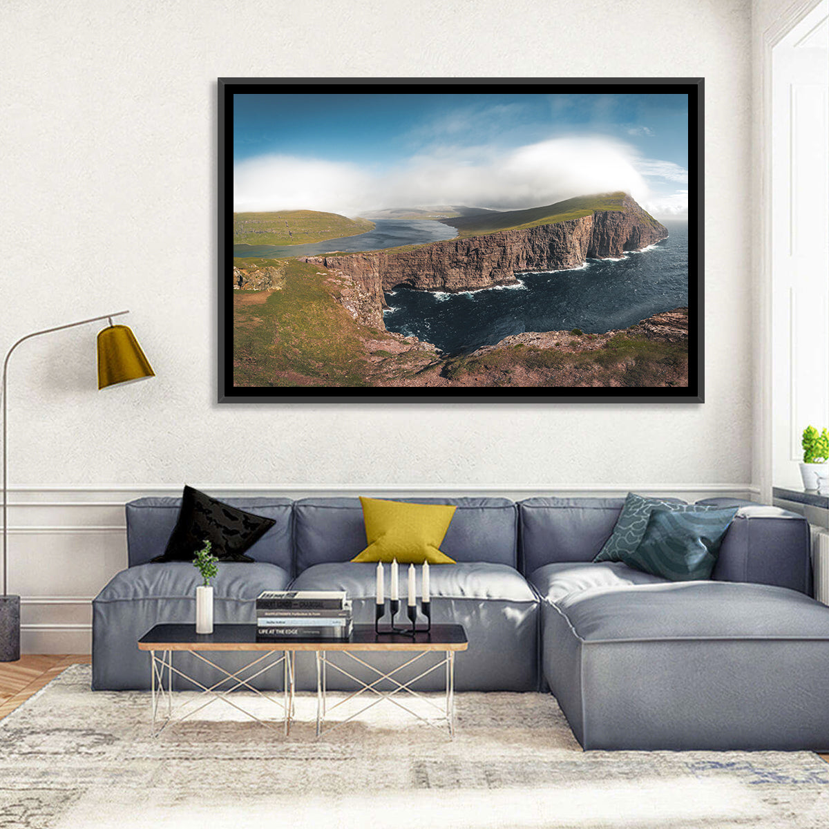 Traelanipa Cliffs, Sørvágsvatn Wall Art in a room, landscape