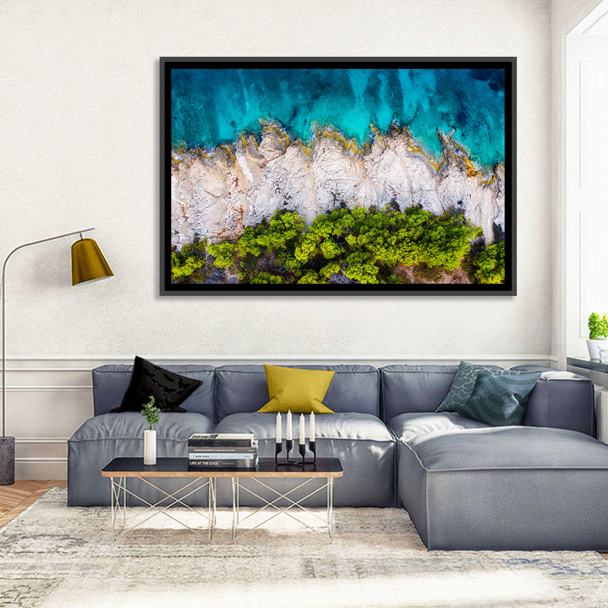 Croatian Coastscape Wall Art in a room, landscape