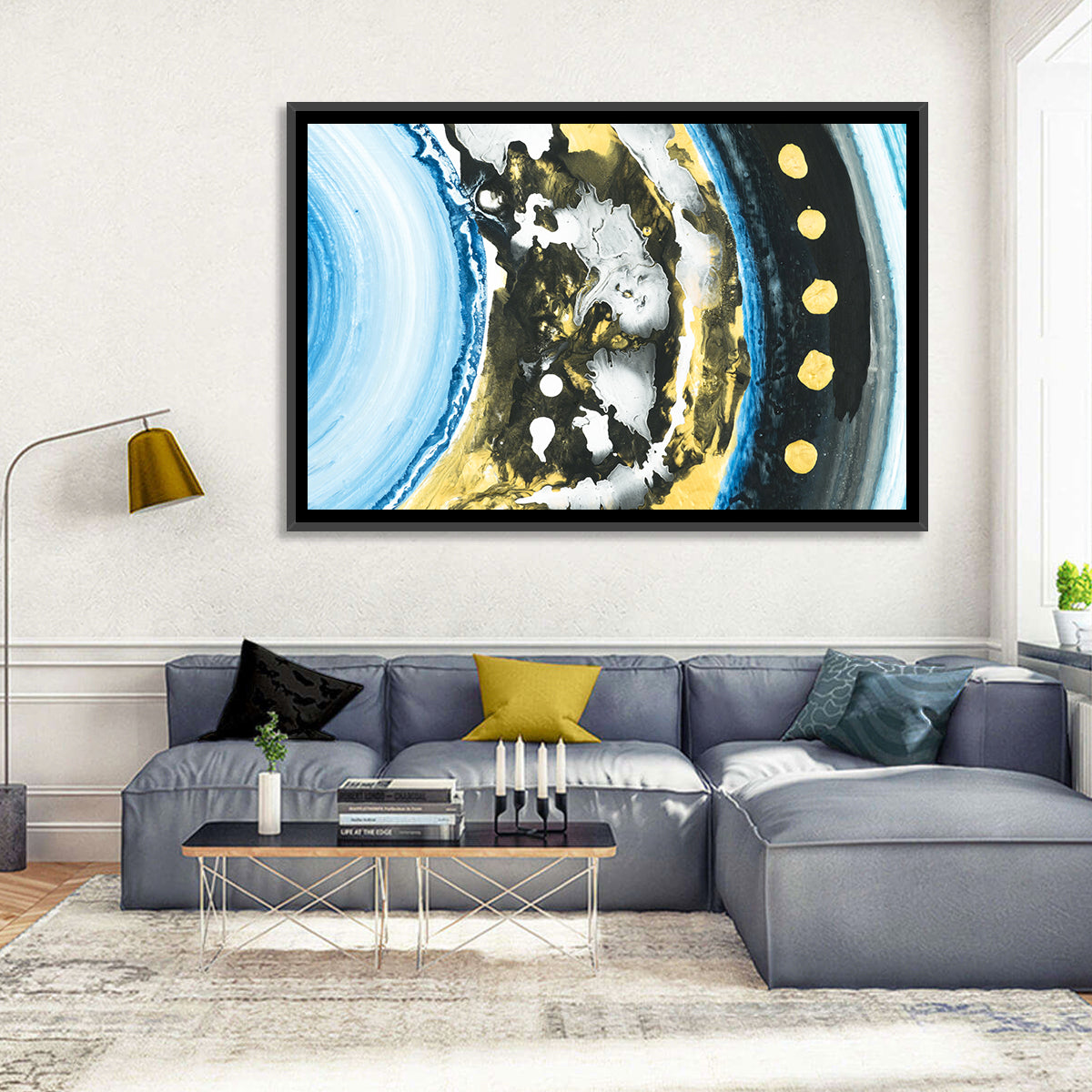 Planet Rings in Blue and Gold Wall Art