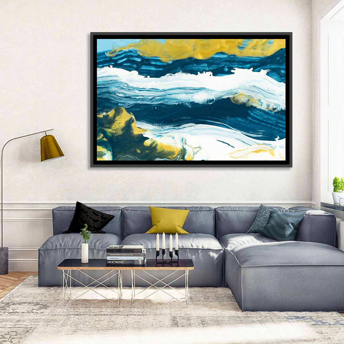 Flowing Streams with Gold Accents Wall Art