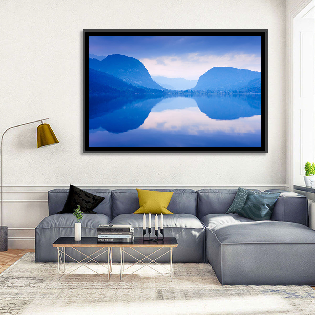 Lake Bohinj Morning Reflection Wall Art in a room, landscape