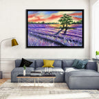 Lavender Field at Sunset Wall Art