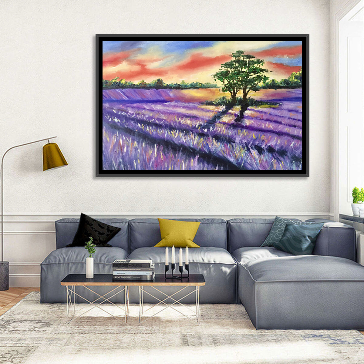 Lavender Field at Sunset Wall Art