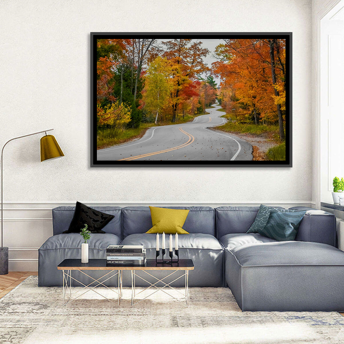Winding Autumn Highway Wall Art
