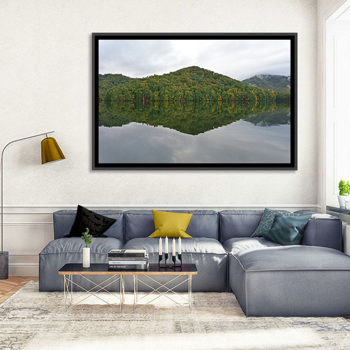 Calm Reflection at Lake Santeetlah Wall Art in a room, landscape