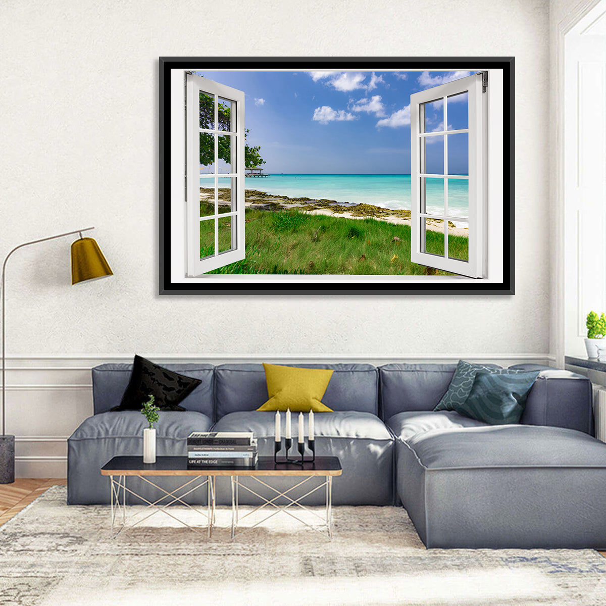 Gazebo on Pier Over Turquoise Ocean Wall Art