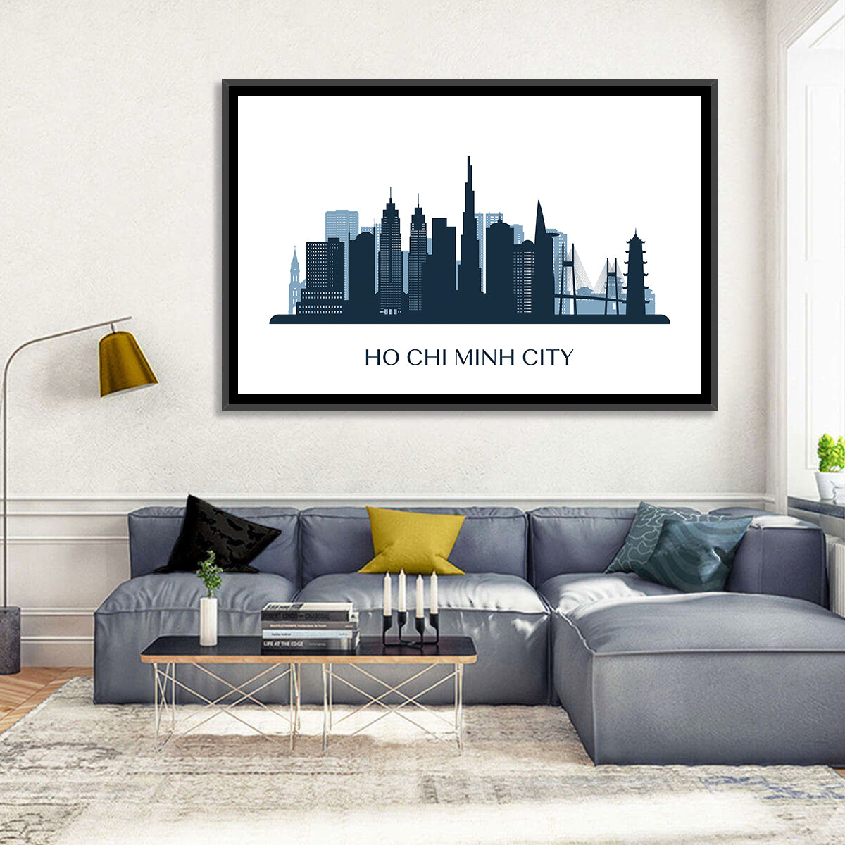 Ho Chi Minh City Skyline Wall Art in a room, landscape