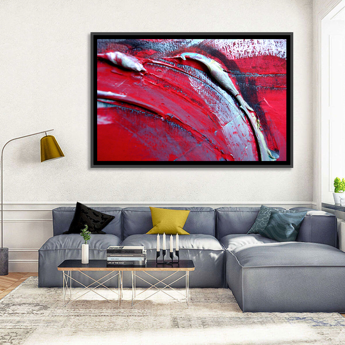 Crimson Impasto Motion Wall Art
