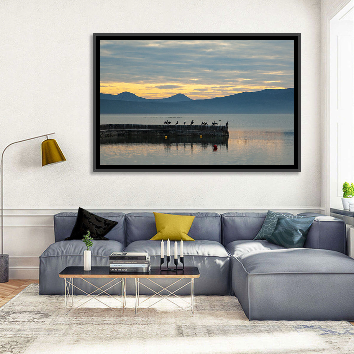 Lake Vrana Pier at Sunset Wall Art in a room, landscape