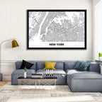 New York Street Grid Map Wall Art