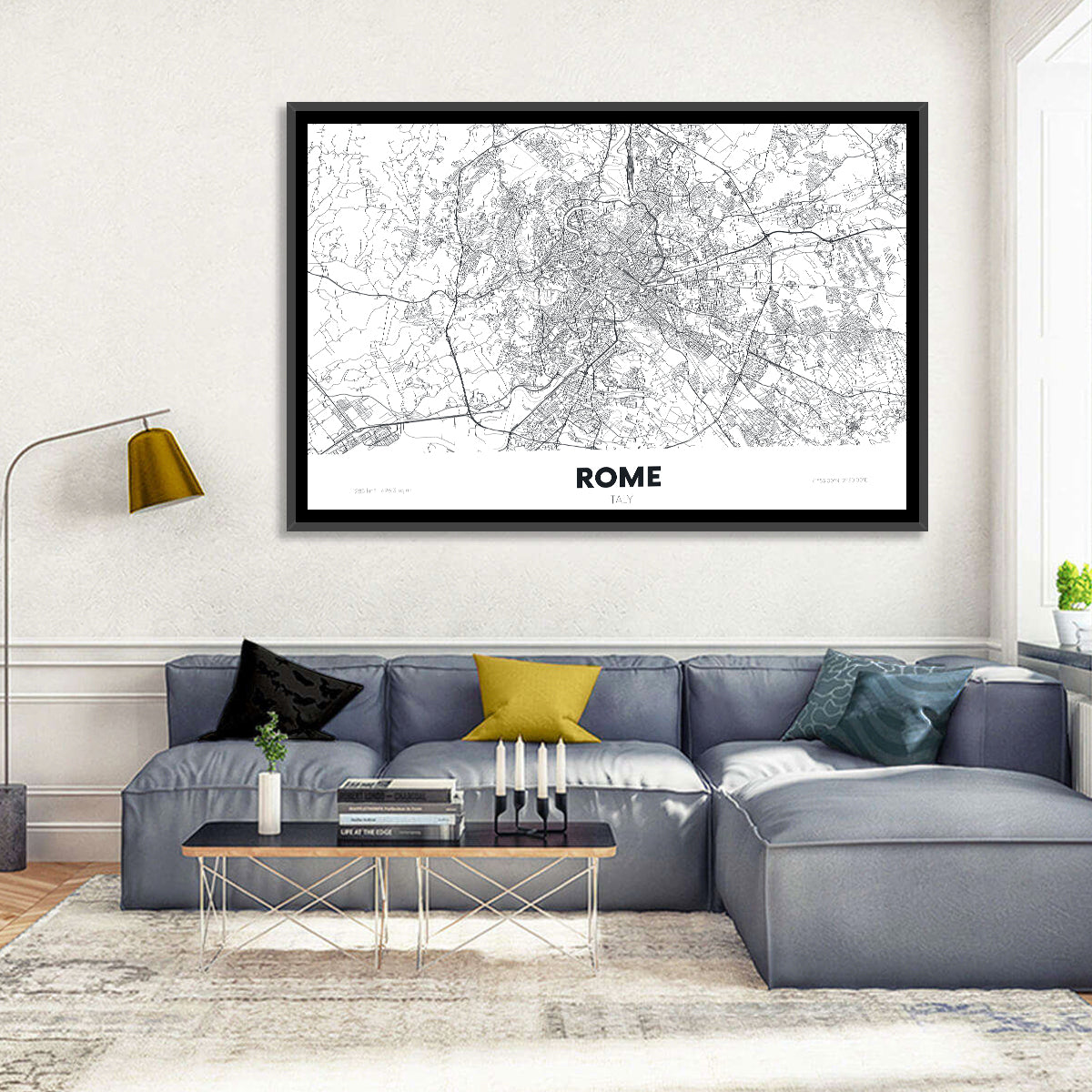 Rome City Map Wall Art in a room, landscape