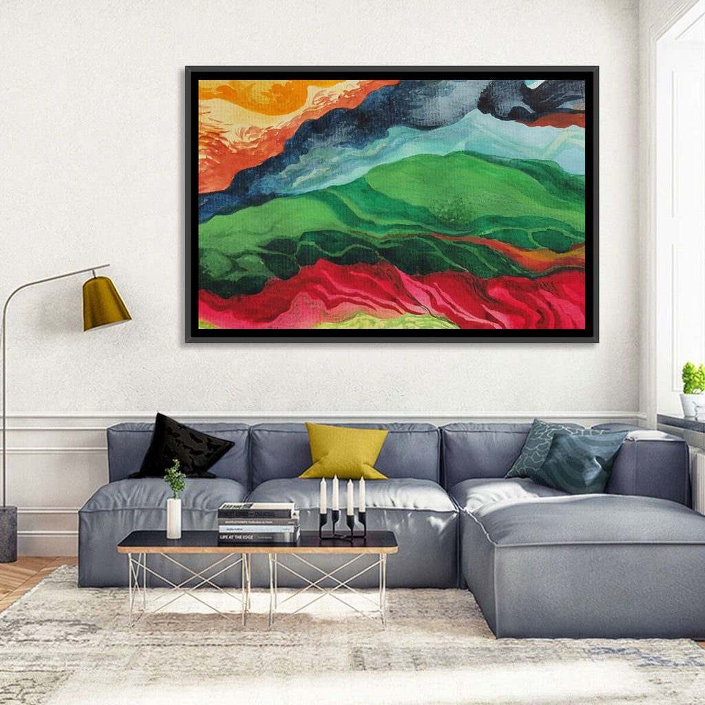 River Through Abstract Mountains Wall Art