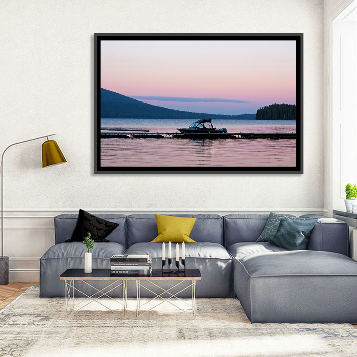 Odell Lake Dock at Twilight Wall Art in a room, landscape