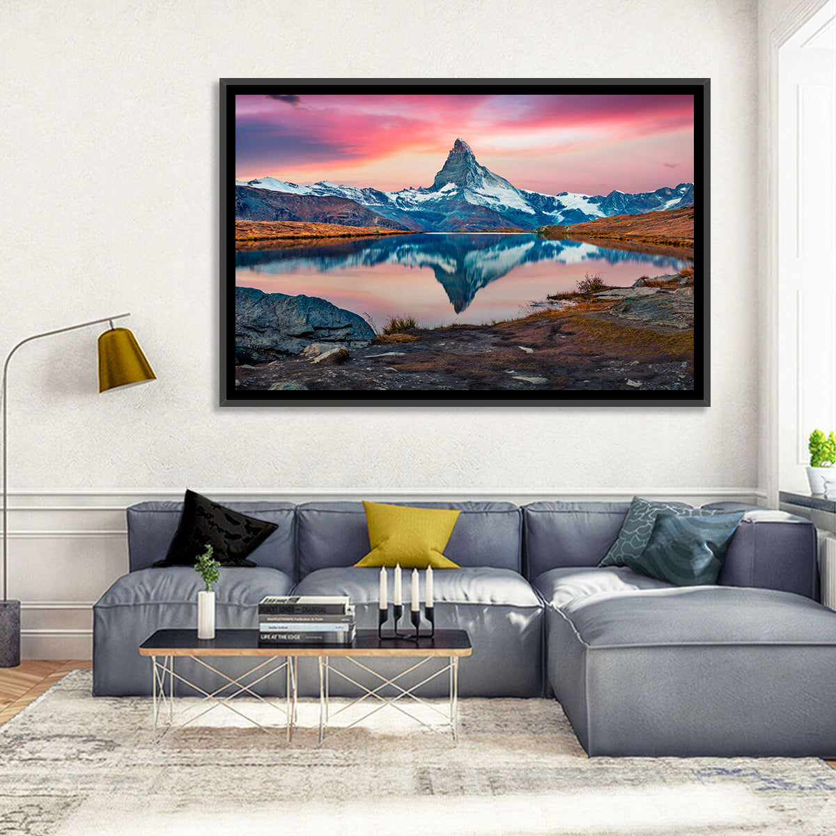 Matterhorn Reflection at Stellisee Wall Art in a room, landscape