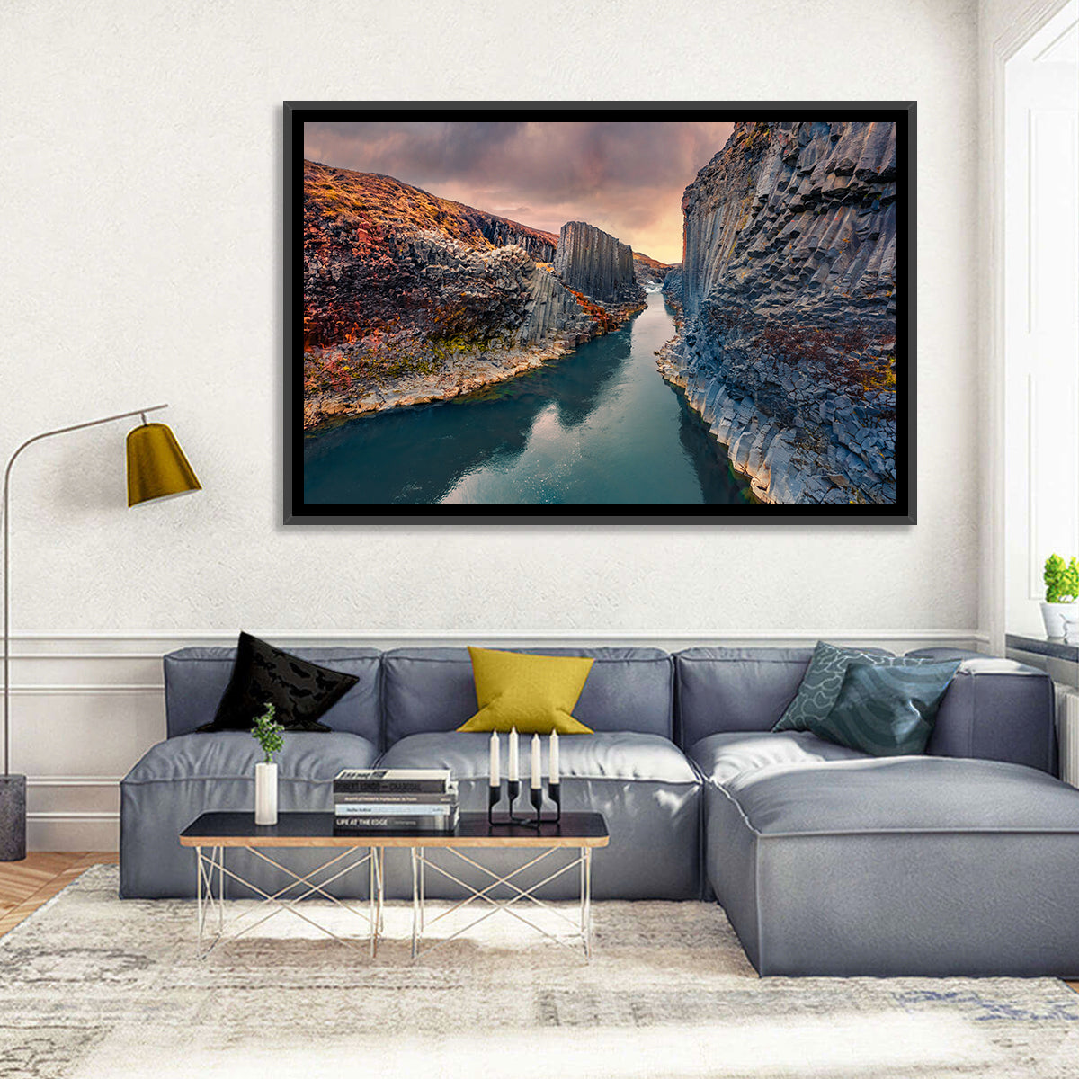 Studlagil Canyon at Sunset Wall Art in a room, landscape