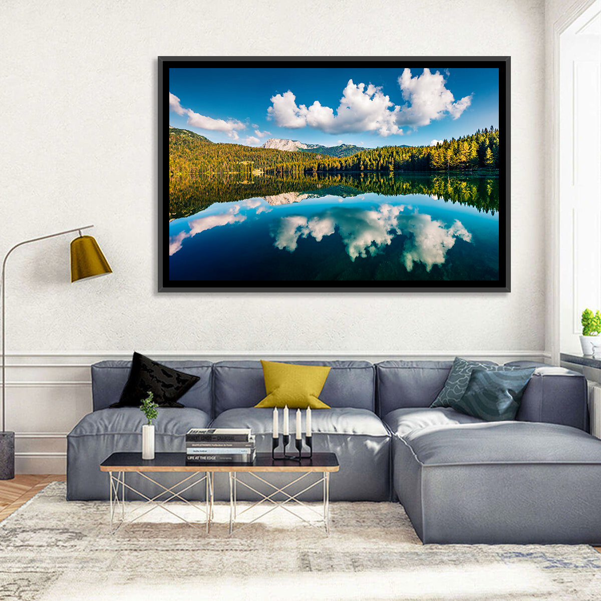 Crno Jezero Lake Wall Art in a room, landscape