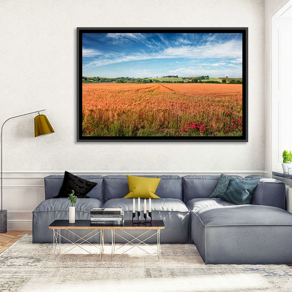 Golden Wheat Field with Poppies Wall Art