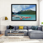 Red Canoes at Lake Louise Wall Art