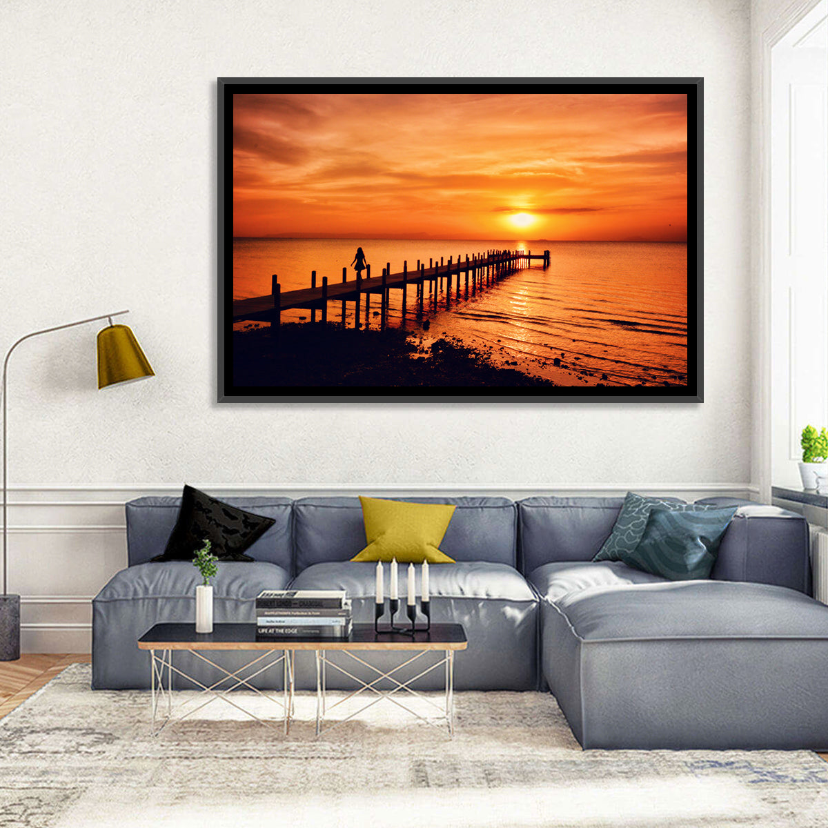 Kampot Pier at Sunset Wall Art in a room, landscape