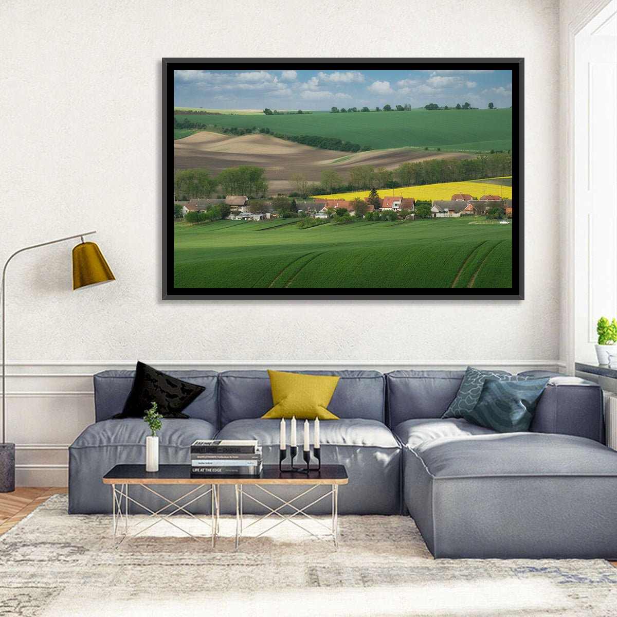 Gentle Moravian Hills Wall Art in a room, landscape
