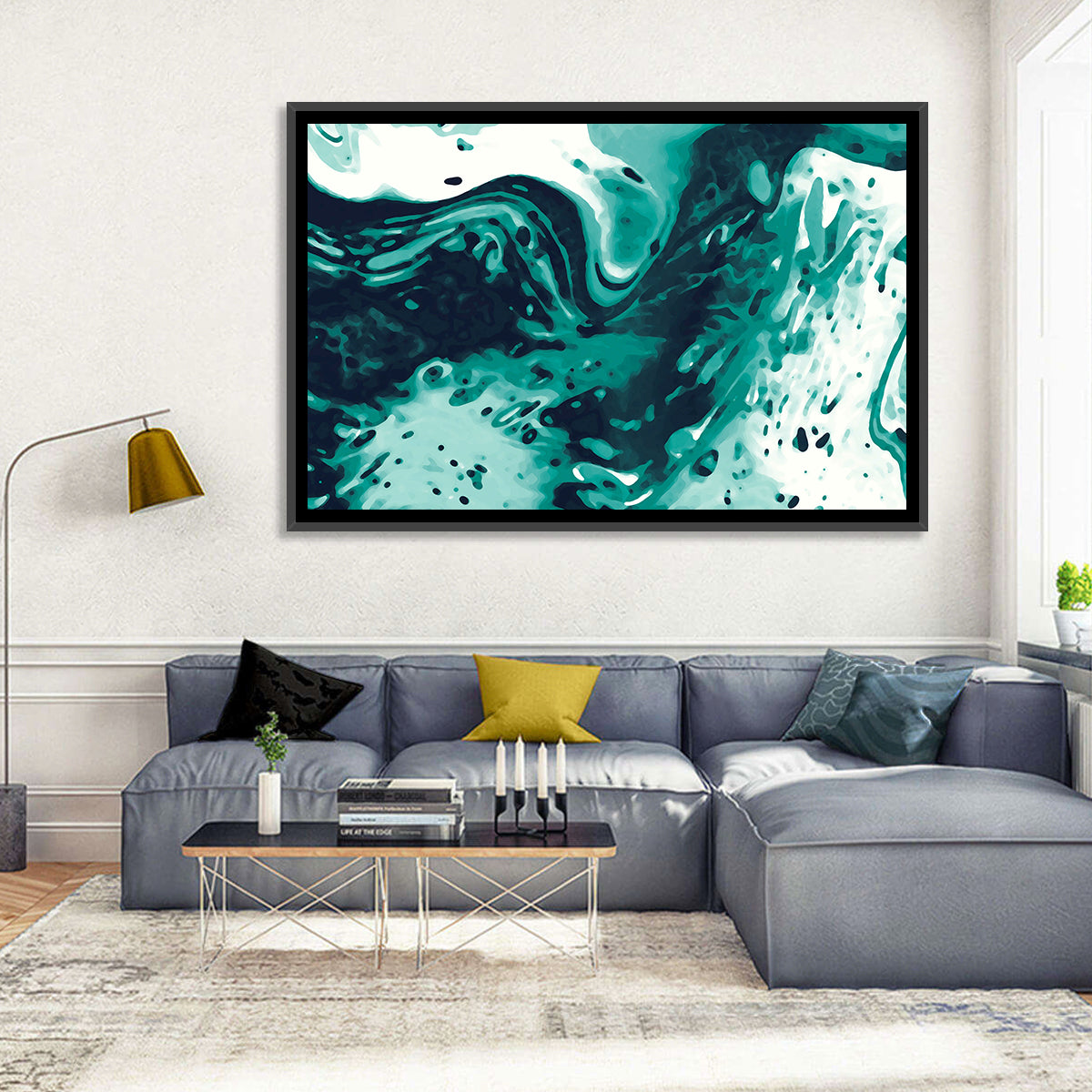 Teal Wave Abstract Wall Art
