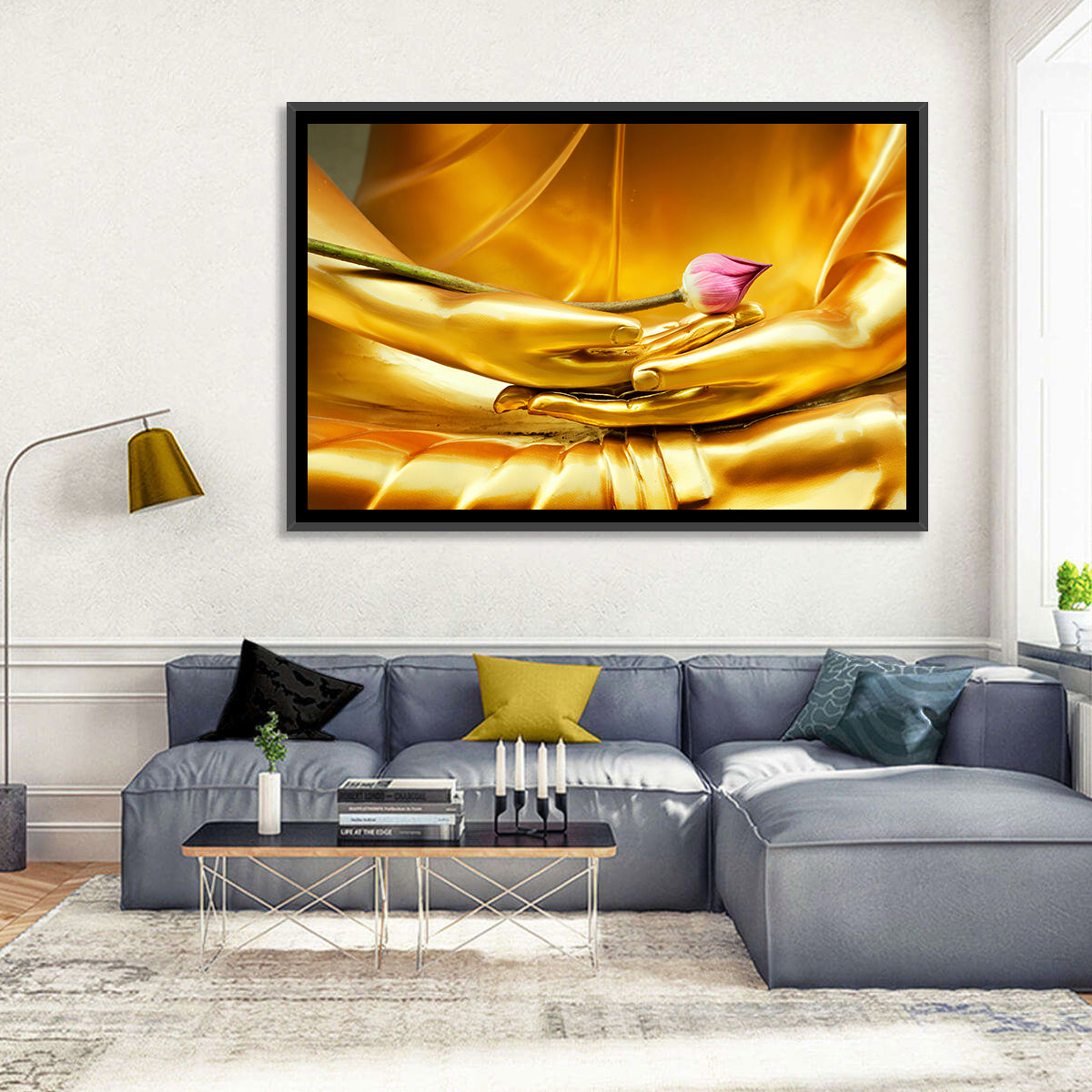 Buddha Hands with Lotus Wall Art