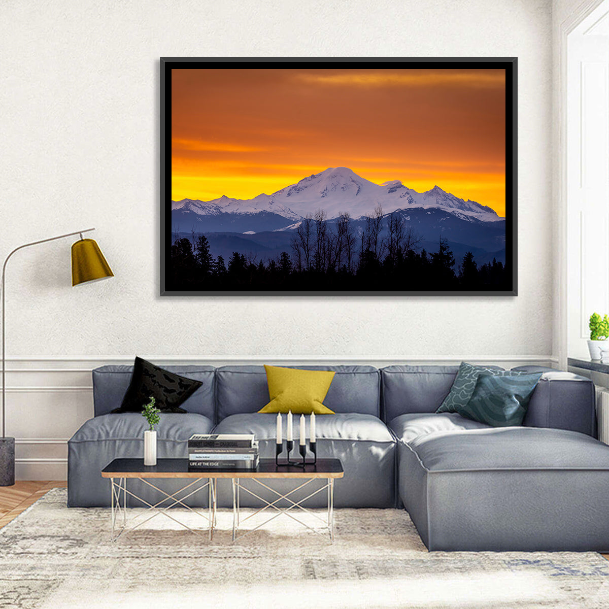 Sunrise Over Mount Baker Wall Art in a room, landscape