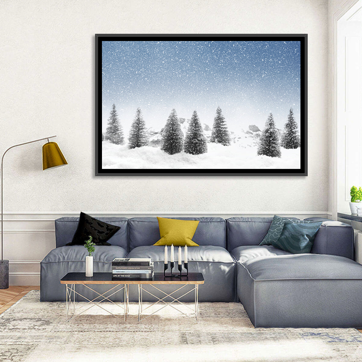Winter Pine Trees Landscape Wall Art