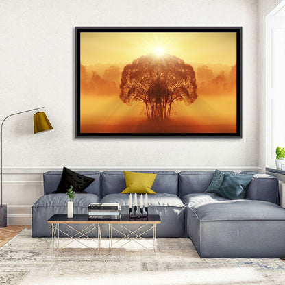 Hazy Tree Sunset Wall Art