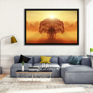 Hazy Tree Sunset Wall Art