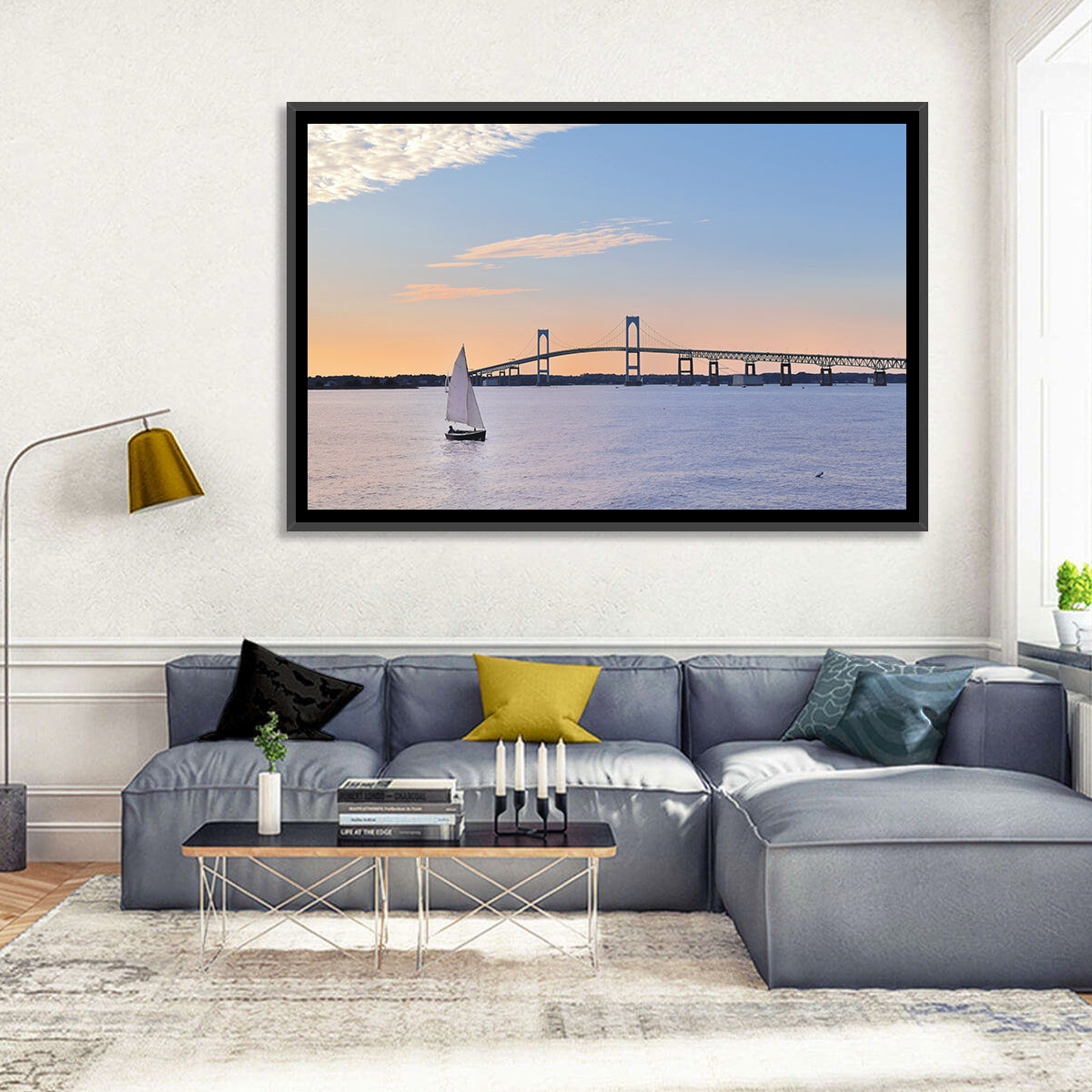 Newport Bridge at Sunset Wall Art