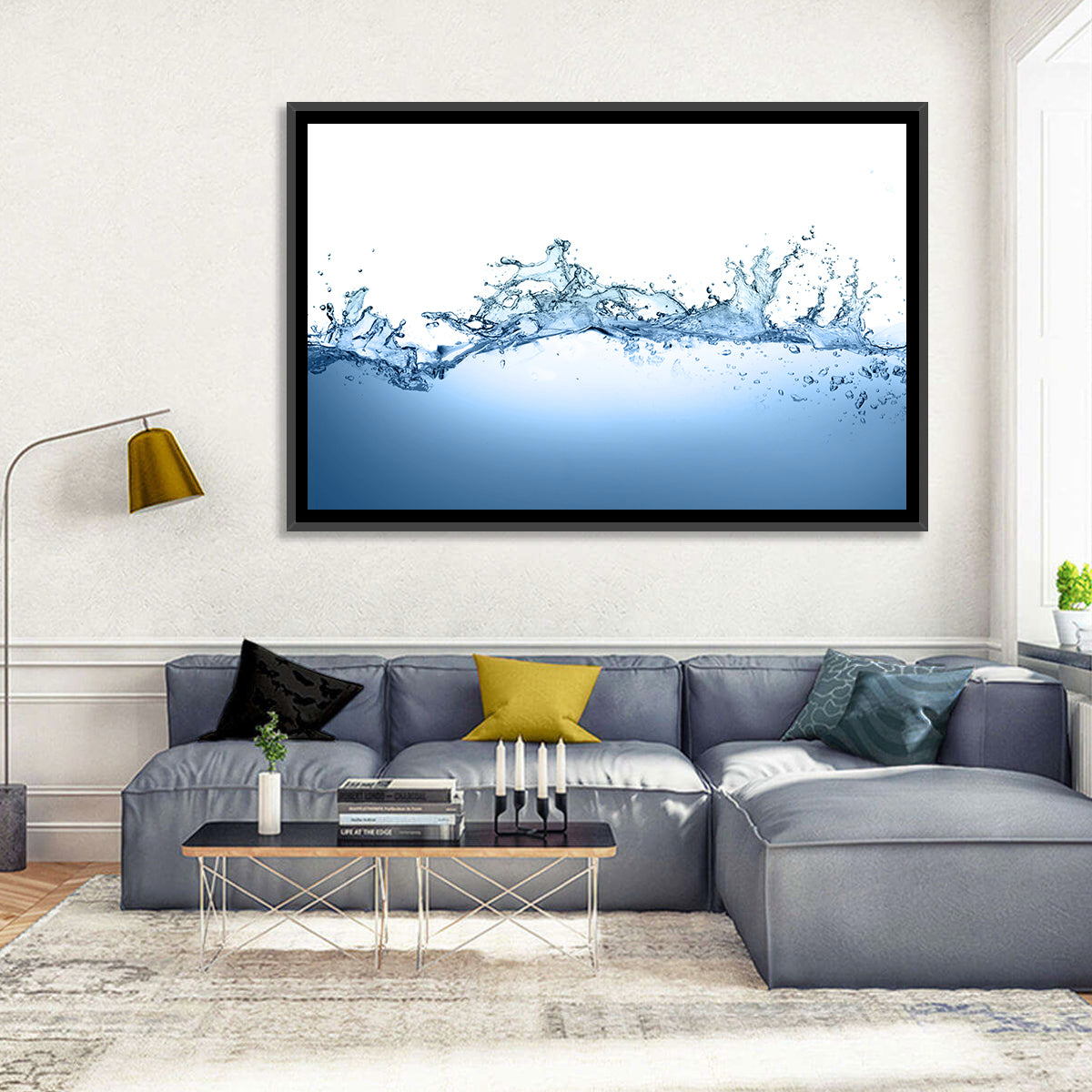 Fresh Water Splash Wall Art in a room, landscape