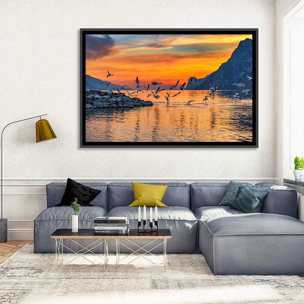 Lake Garda Sunset Birds Wall Art