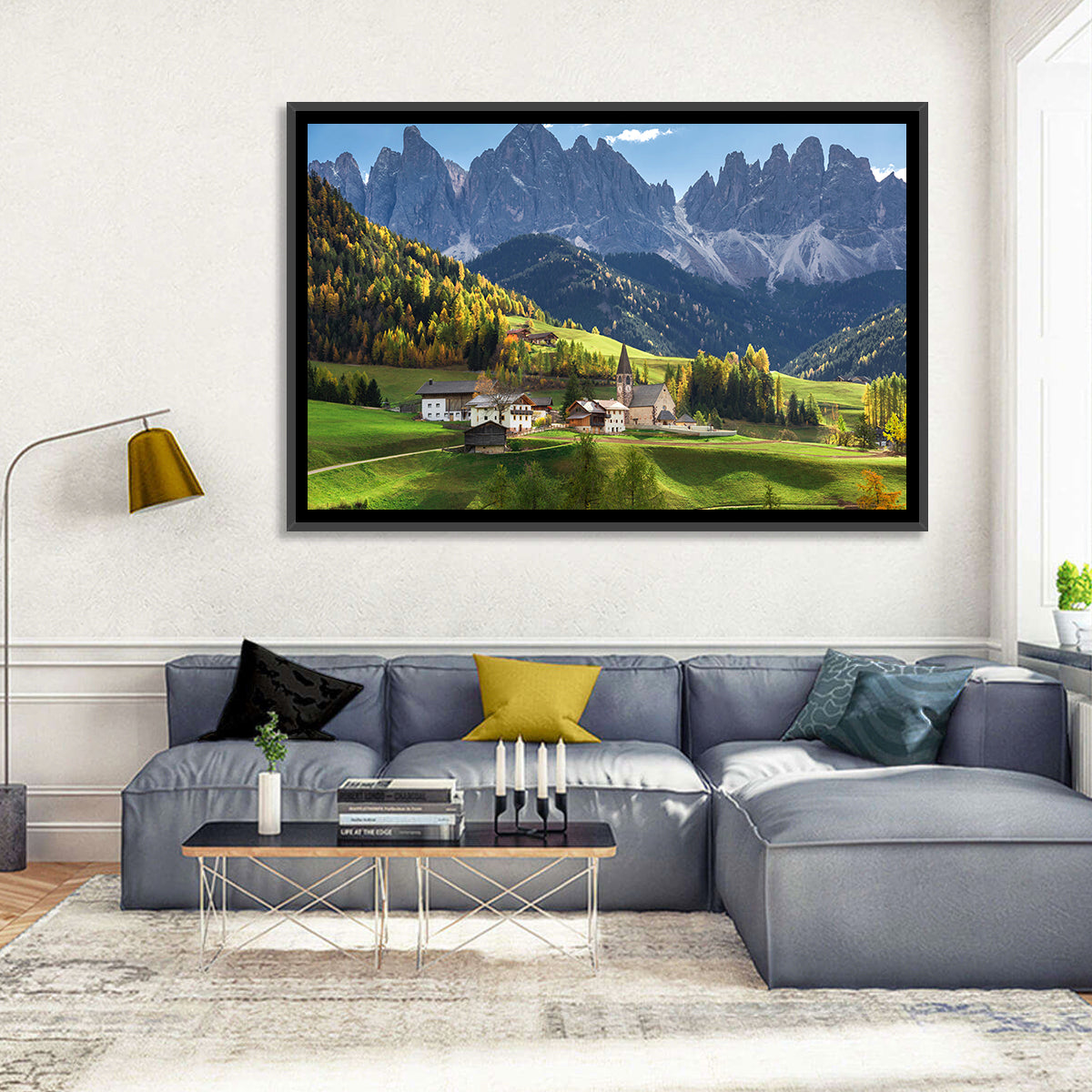 Santa Maddalena Autumn Village Wall Art in a room, landscape