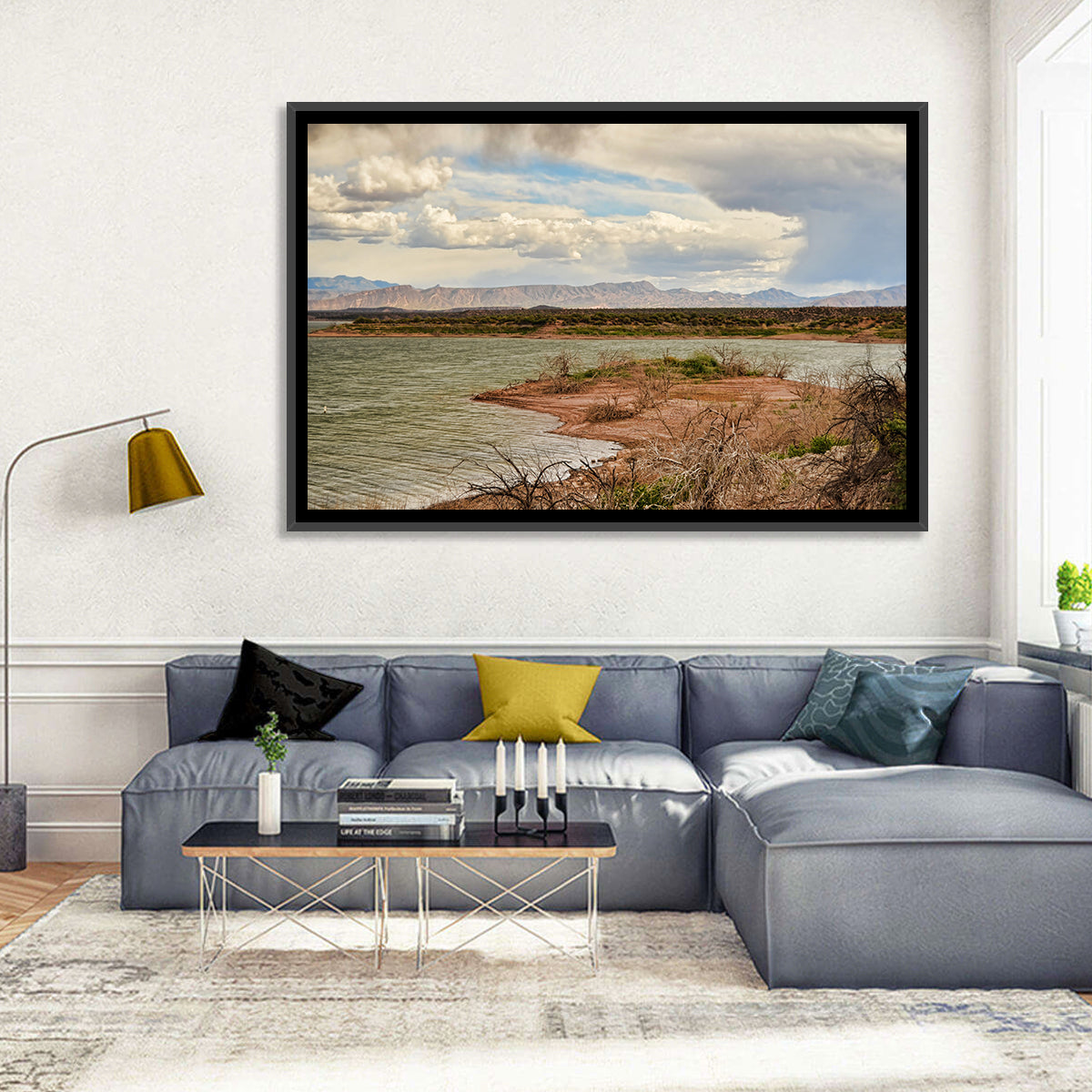 Roosevelt Lake Shoreline Wall Art in a room, landscape