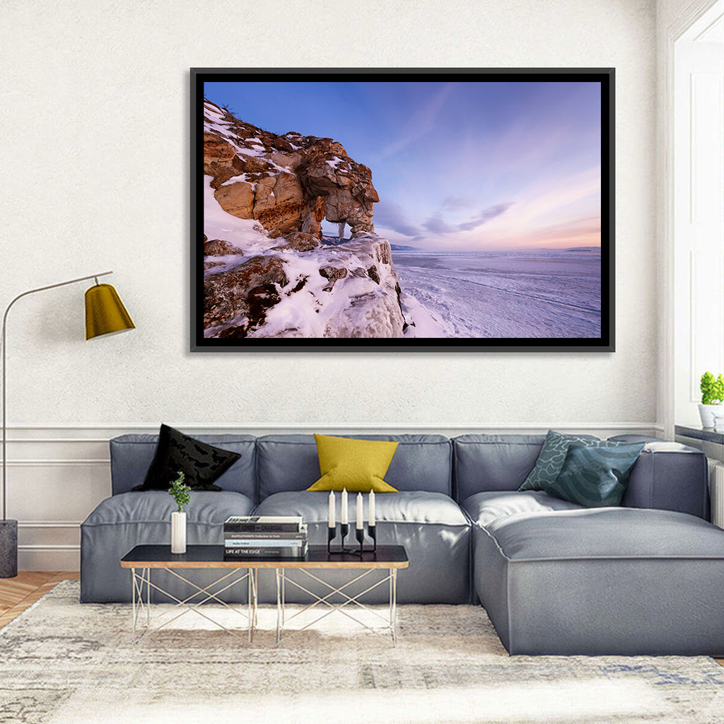 Lake Baikal Rock Arch at Winter Twilight Wall Art