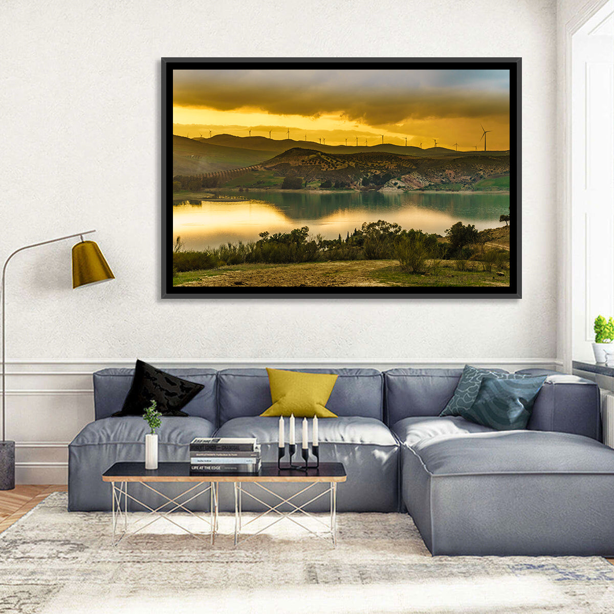 Andalucia Wind Farm at Golden Hour Wall Art in a room, landscape