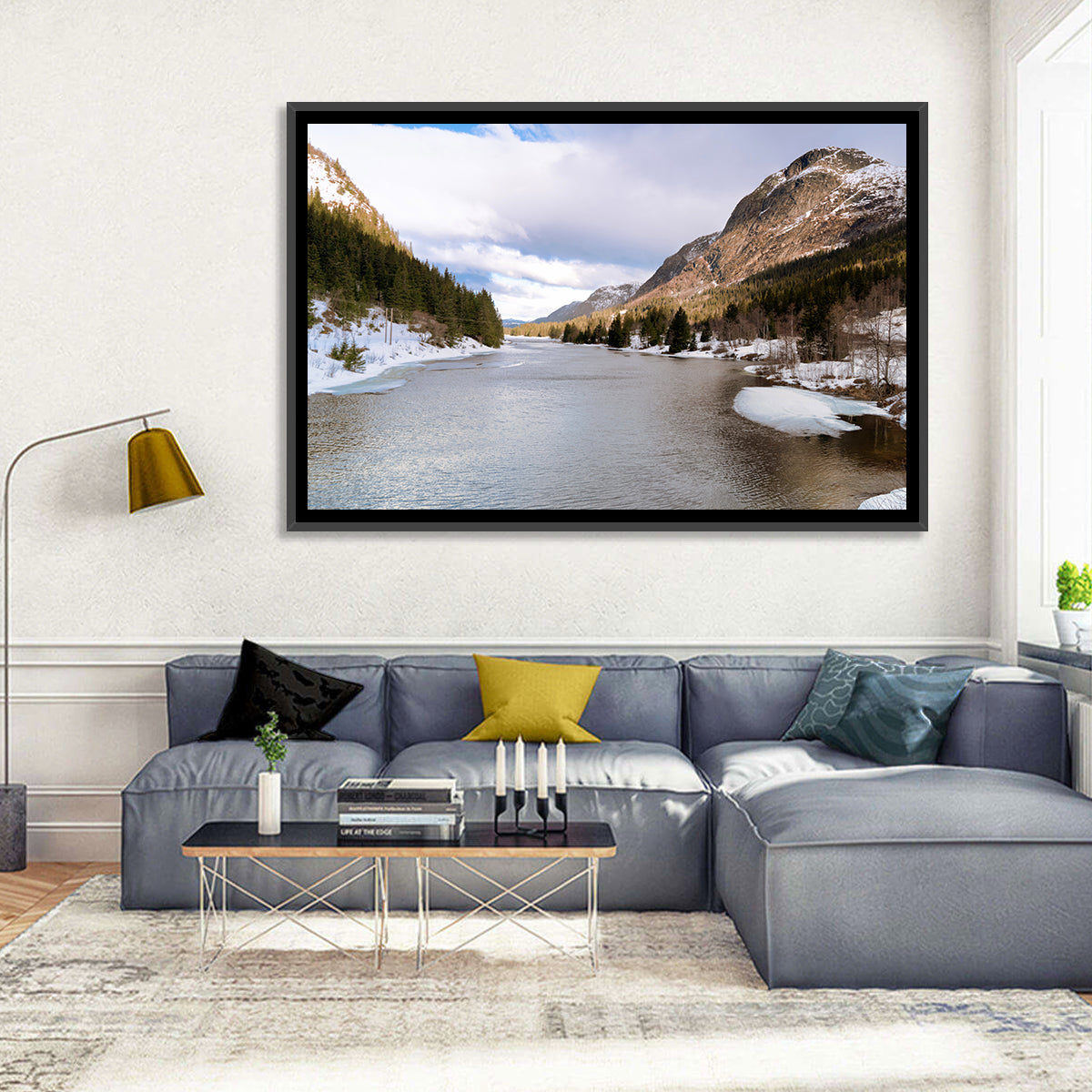 Grungevatn Winter River and Lake Wall Art in a room, landscape