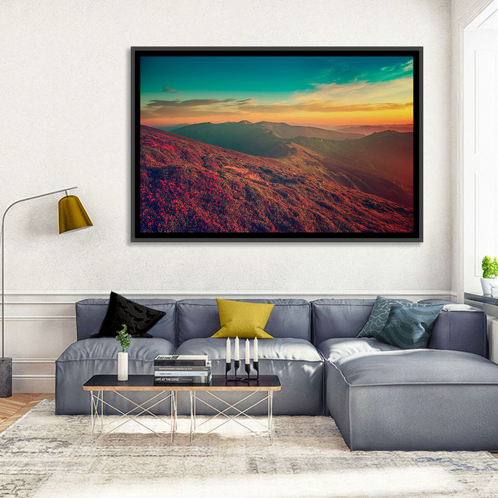 Alpine Rhododendrons at Golden Sunrise Wall Art