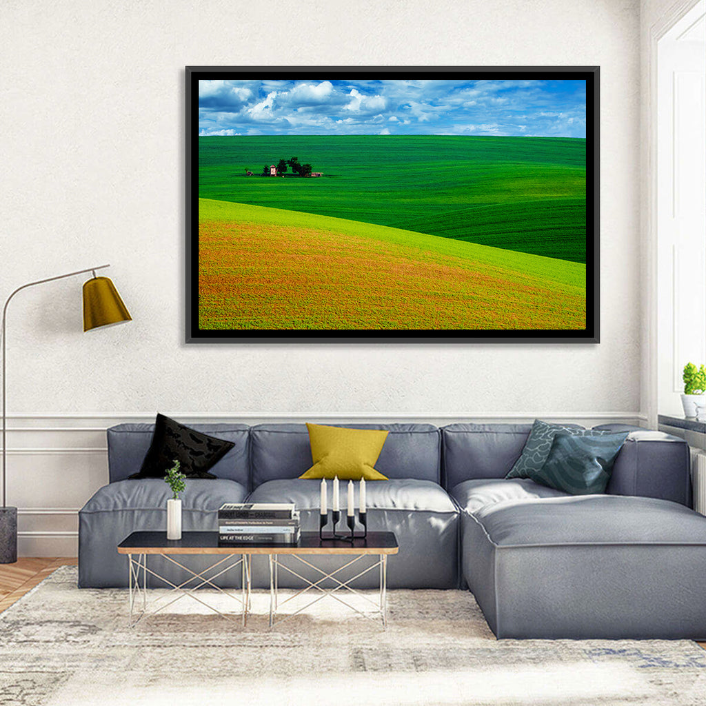 Golden Field and Green Hillside Wall Art