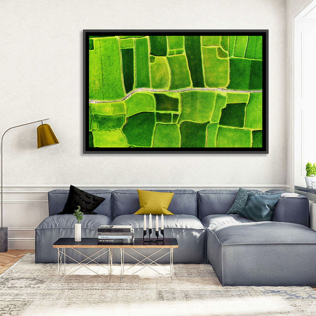 Verdant Rice Terrace Grid Wall Art