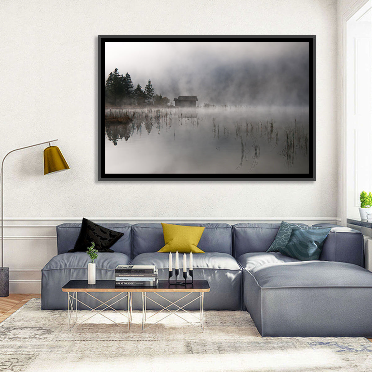 Ferchensee Morning Mist Wall Art in a room, landscape