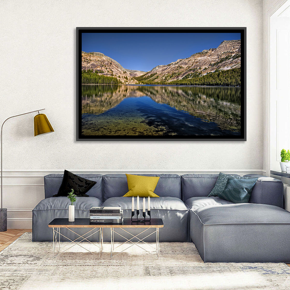 Tenaya Lake Reflection Wall Art in a room, landscape