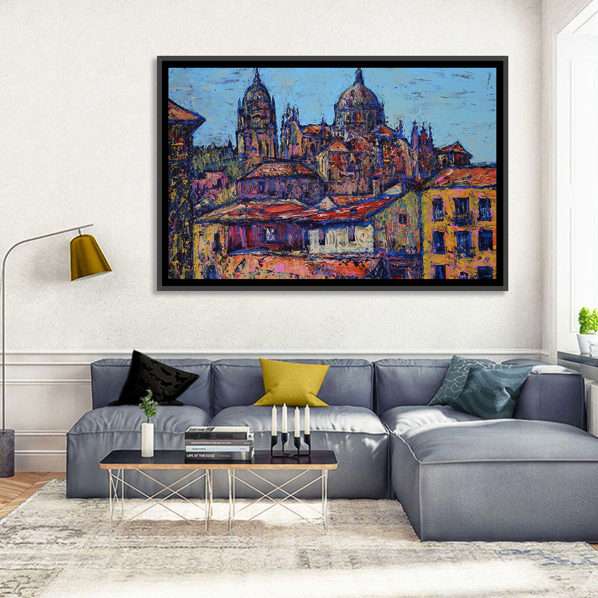 Salamanca Cathedral Rooftops Wall Art in a room, landscape