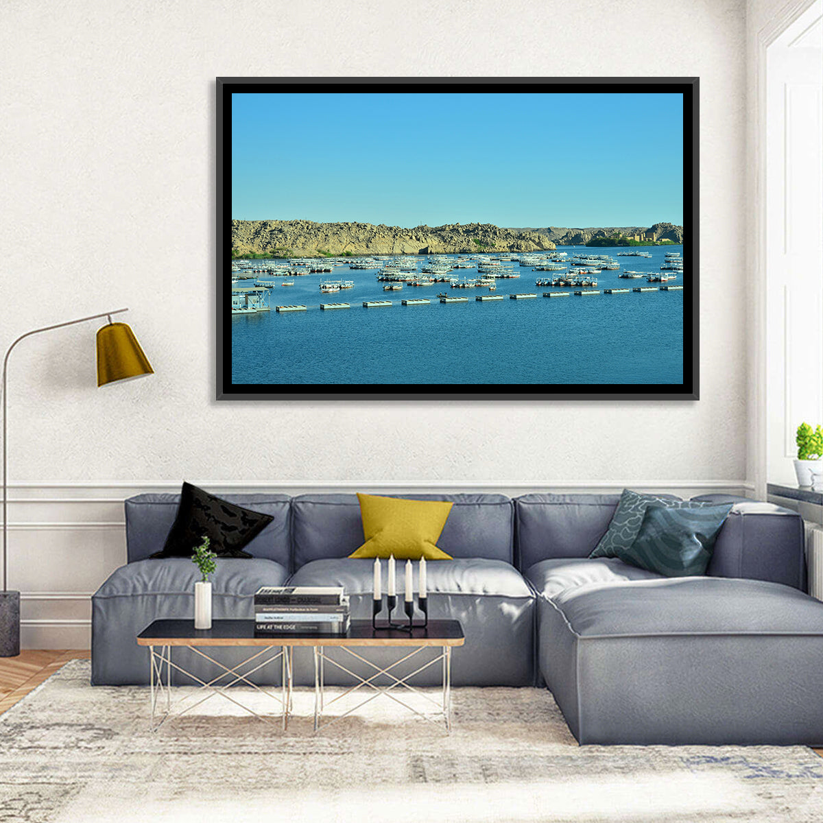 Philae Harbor, Lake Nasser Wall Art in a room, landscape