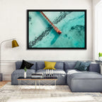 Aerial Red Pier Over Turquoise Water Wall Art