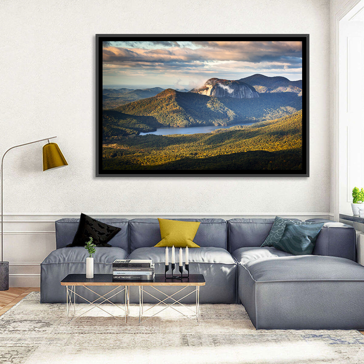 Table Rock Sunrise Over Looking Glass Rock Wall Art in a room, landscape