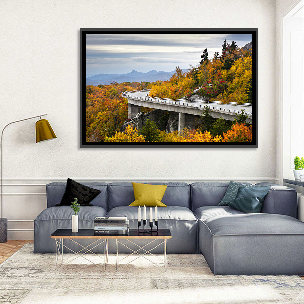 Linn Cove Viaduct at Grandfather Mountain Wall Art in a room, landscape