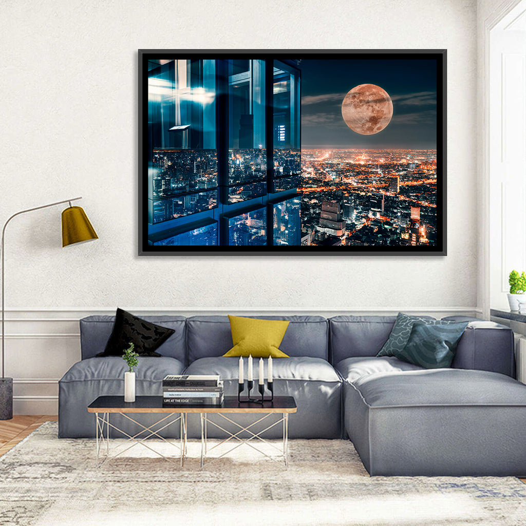Bangkok Moonlit Skyline Wall Art