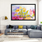 Pink and Yellow Watercolor Blossoms Wall Art